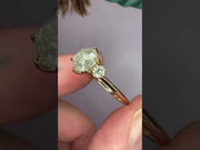 Video Unique Diamond Engagement Ring - 3 Stone - Luna 1.54 Carat Natural Grey Diamond - Yellow Gold - Salt and Pepper Diamond