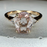 Romy 1.00 Ct Natural Pale Pink Sapphire Three Stone Engagement Ring in Yellow Gold