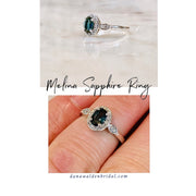 Milena 0.70ct Teal Sapphire & Diamond Halo Engagement Ring