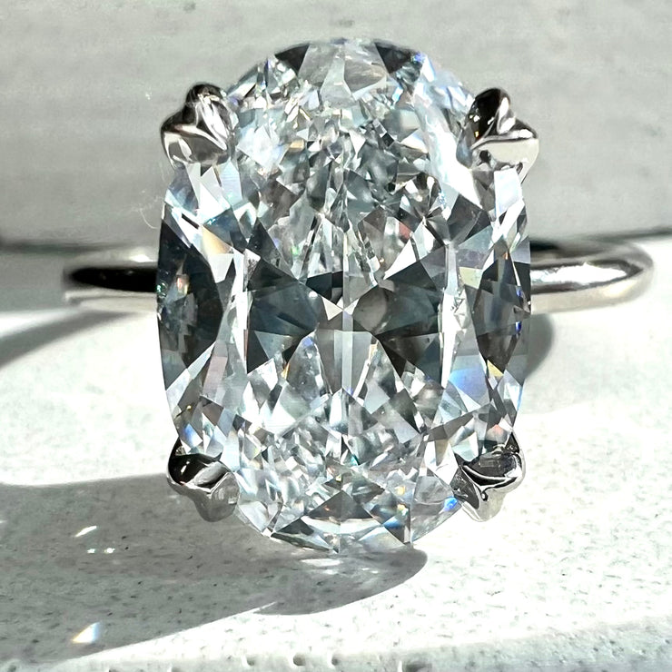 Astrid 3.45 Carat Oval Lab Grown Diamond Unique Solitaire Engagement Ring