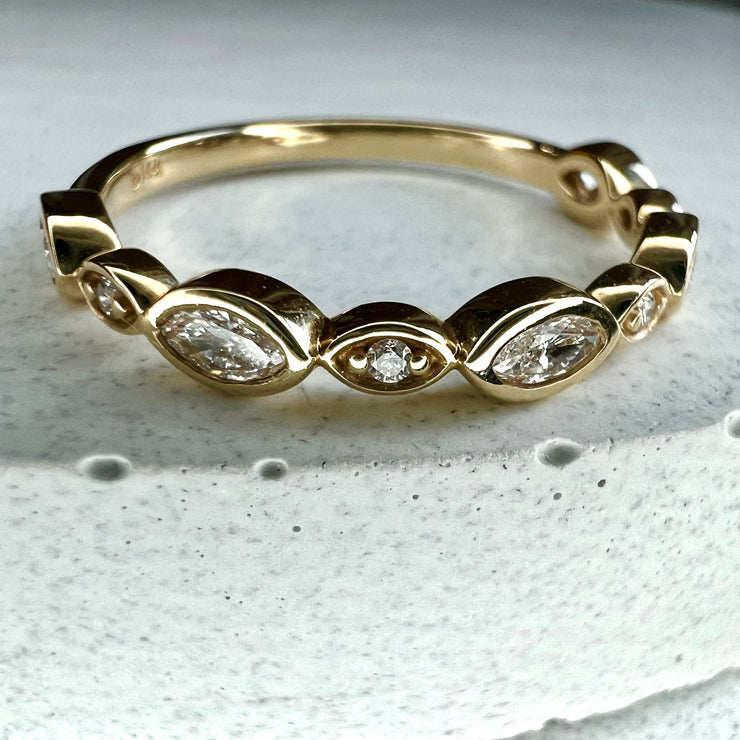 Lucia Marquee Bezel Diamond Ring in Gold