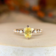 Oval Yellow Sapphire Engagement Ring in Yellow Gold with NSEW Compass Prongs by Dana Walden Bridal NYC