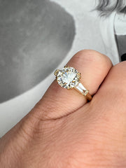 Leandra 2.09 Carat Lab Grown Diamond 3 Stone Engagement Ring  with Tapered Baguettes