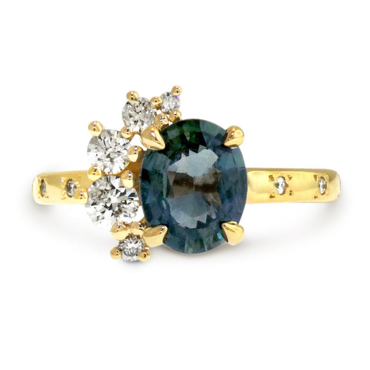 Felina 1.40ct Gray Sapphire & Diamond Asymmetrical Halo Engagement Ring