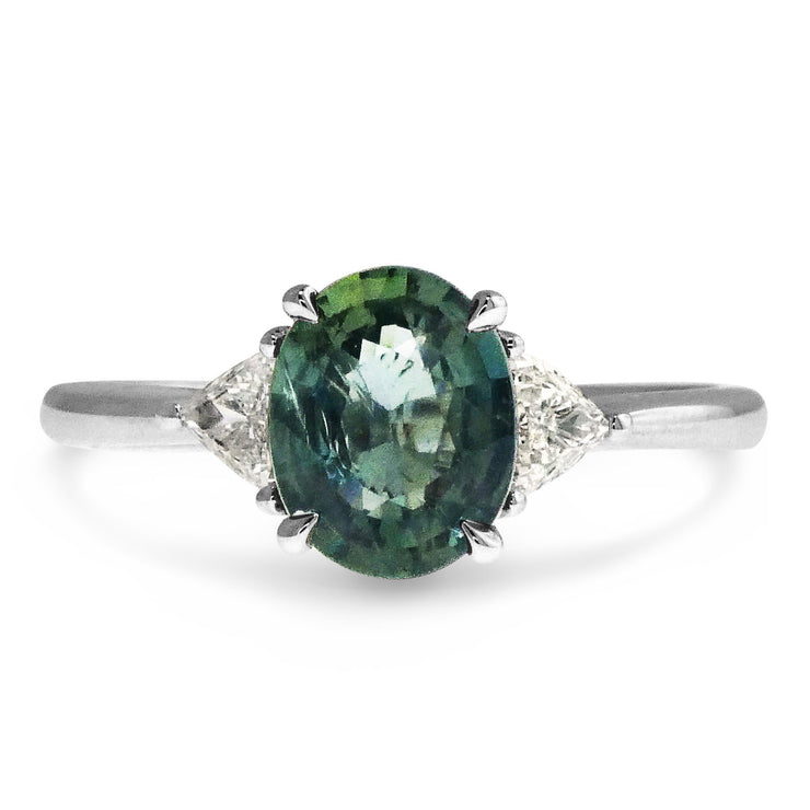 Cheryl 1.4ct Green-Blue Sapphire Engagement Ring