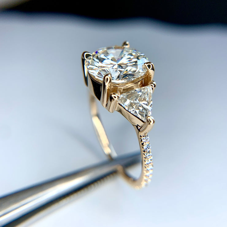 Cosette three-stone diamond engagement ring by DANA WALDEN NYC.
