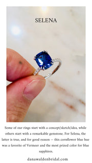 blue sapphire engagement ring - 4 carat eco friendly unique lab created sapphire - dana walden bridal NYC