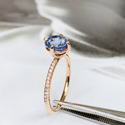 Ocean blue sapphire engagement ring by DANA WALDEN BRIDAL.