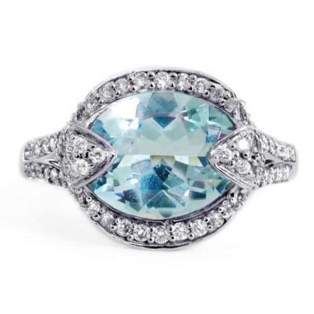 Unique handmade aquamarine engagement ring by Dana Walden Bridal Jewelry in New York City.