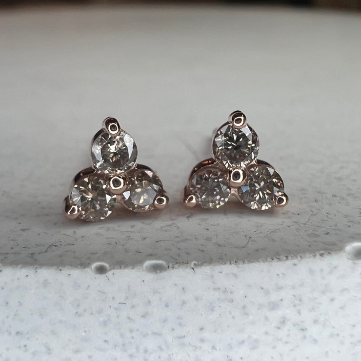 Thérèse Petite Champagne Diamond Cluster Studs Rose Gold