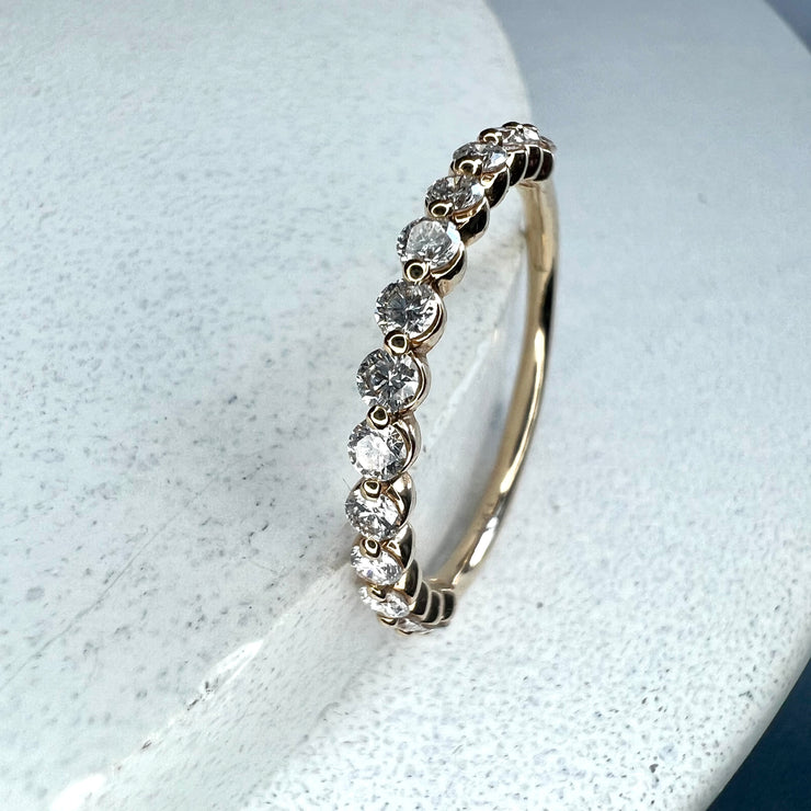 Ellison Round Diamond Half Band Yellow Gold