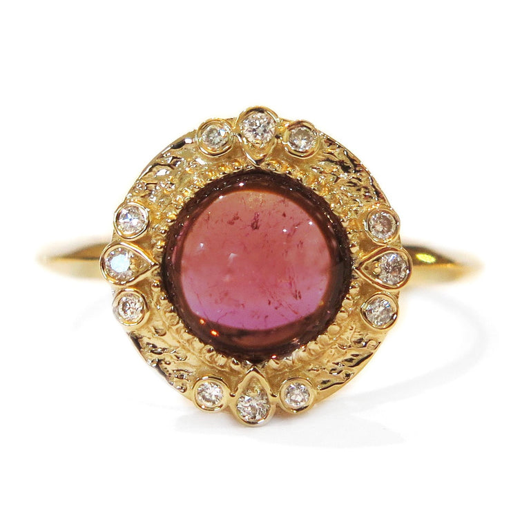 Lucette Pink Tourmaline & Diamond Halo Engagement Ring