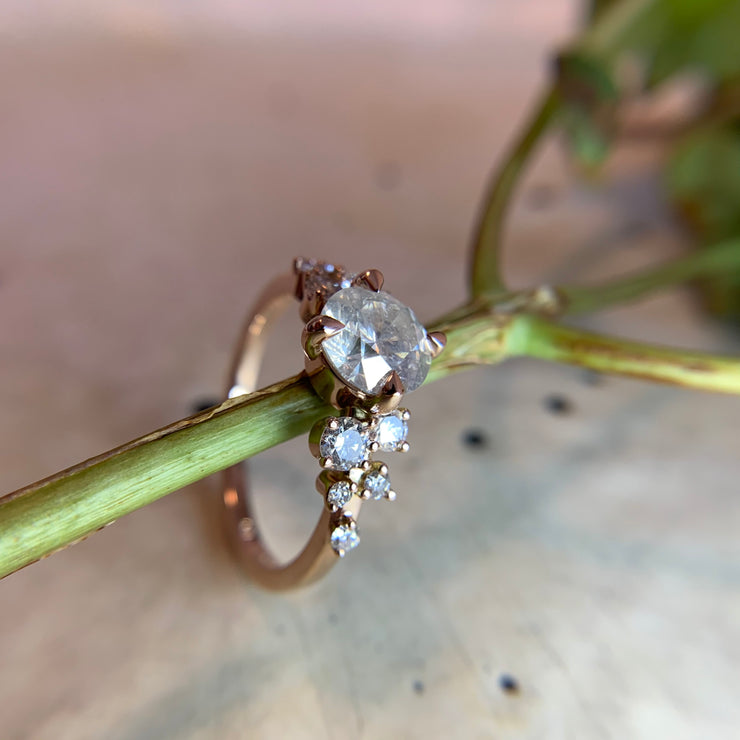 Natural 1.60 carat Grey Diamond Engagement Ring with Low Profile in Rose Gold by Dana Walden Bridal NYC