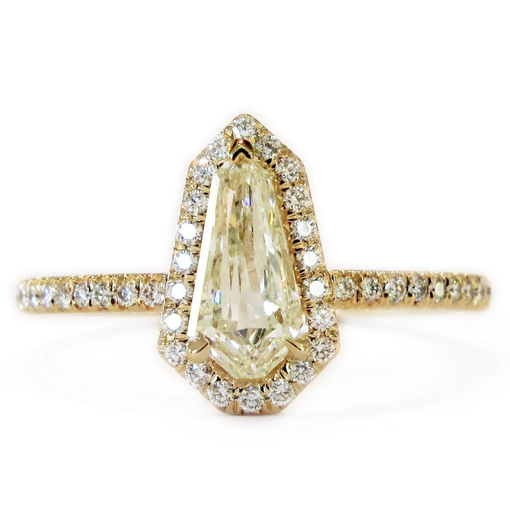 Limited edition one of a kind geometric diamond engagement ring by DANA WALDEN BRIDAL.