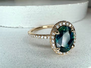 Lyna 1.45 Carat Natural Teal Sapphire Engagement Ring