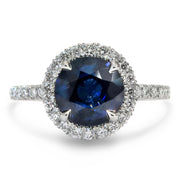 Amorette 2ct Lab Grown Blue Sapphire Halo Engagement Ring