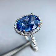 Vivienne 5.81ct Blue-Gray Sapphire Halo Engagement Ring