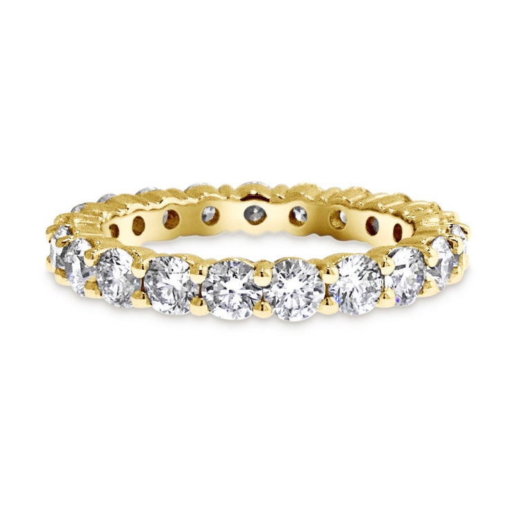2 carat round brilliant diamond eternity wedding band ring set in yellow gold- Dana Walden Bridal
