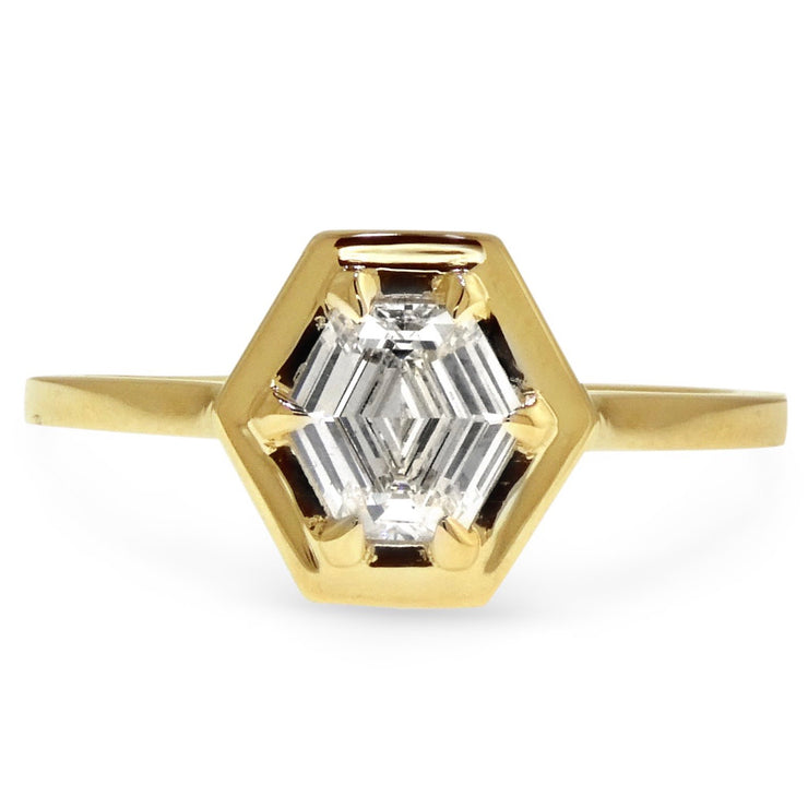 Hexagon diamond geometric modern engagement ring by DANA WALDEN.