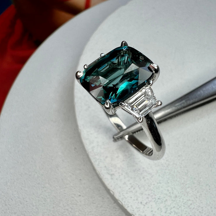 Madeline 5.04 Carat Natural Teal Sapphire Engagement Ring