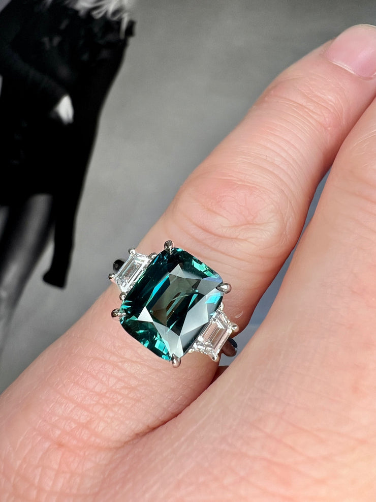 Madeline 5.04 Carat Natural Teal Sapphire Engagement Ring