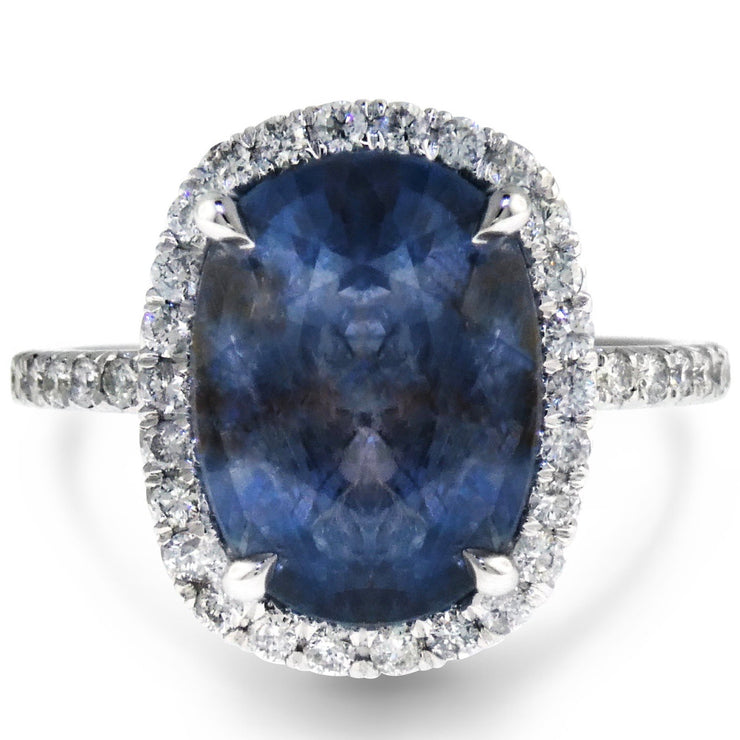 Round Blue Grey Sapphire Engagement Ring. 2ct Sapphire Engagement Ring. 18k  White Gold Sapphire and Diamonds Engagement Ring Eidelprecious - Etsy