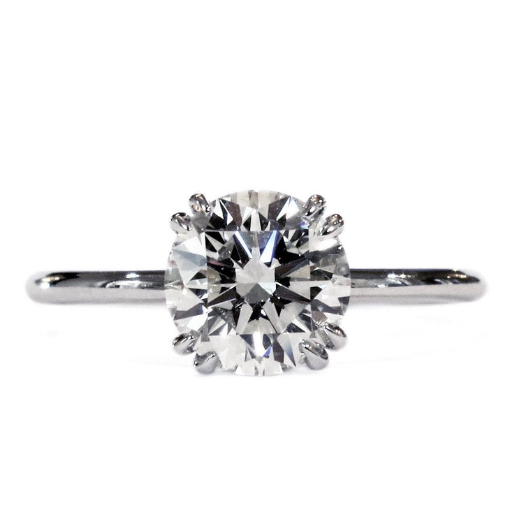 Handmade Bailey lab diamond solitaire engagement ring.