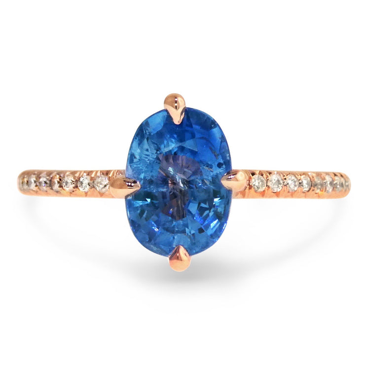 Unqiue Natural Maeve 1.84ct Aqua Blue Sapphire Engagement Ring