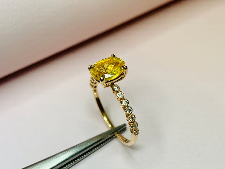 Thea 1.48ct Oval Yellow Natural Sapphire Engagement Ring