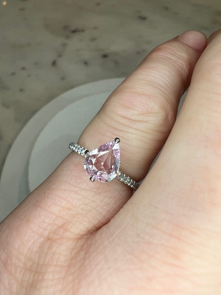 Dorset Pear-Shaped Lavender Sapphire Engagement Ring with Micro-Pavé