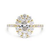 Lab diamond oval halo engagement ring, handmade by Dana Walden Jewelry NYC.