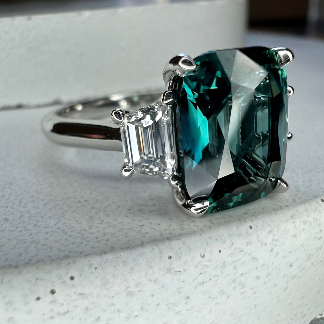 Madeline 5.04 Carat Natural Teal Sapphire Engagement Ring