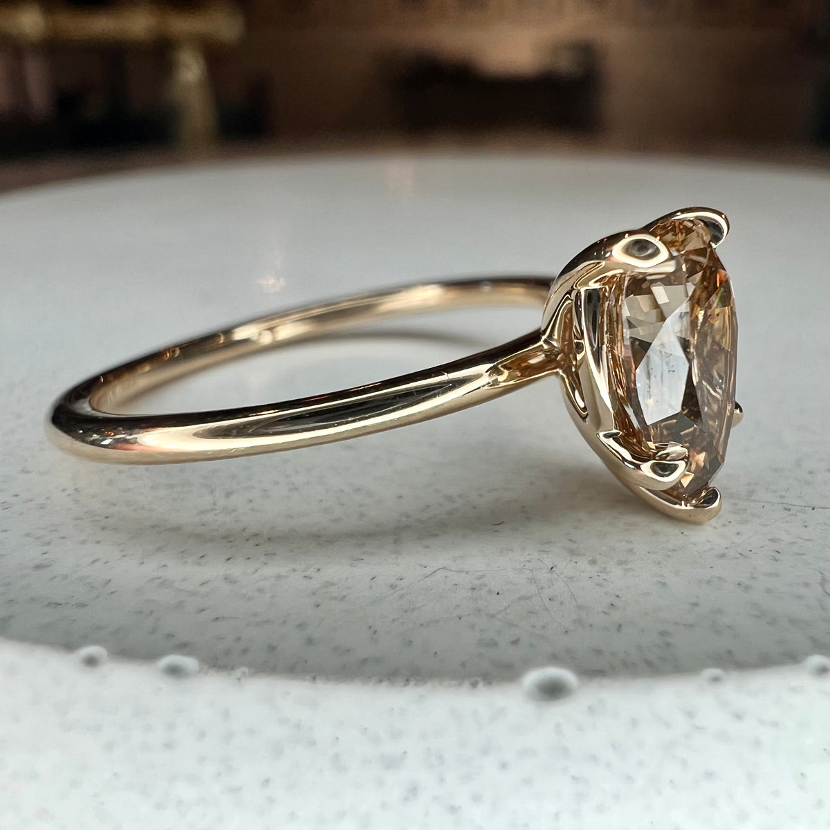 Margot 1.13 Carat Pear-Shaped Natural Champagne Diamond Solitaire Enga –  Unique Engagement Rings NYC