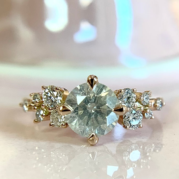 Unique engagement ring: gray natural diamond cluster set in rose gold. Dana Walden NYC.