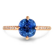 Ocean blue sapphire engagement ring by DANA WALDEN BRIDAL.