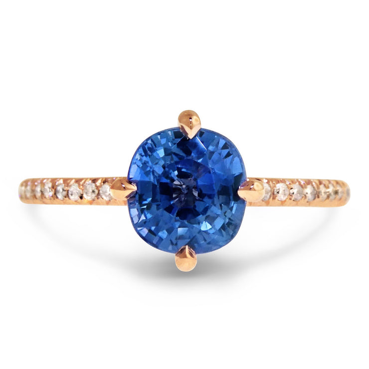 Ocean blue sapphire engagement ring by DANA WALDEN BRIDAL.