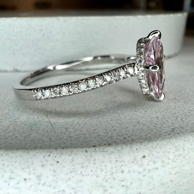 Dorset Pear-Shaped Lavender Sapphire Engagement Ring with Micro-Pavé