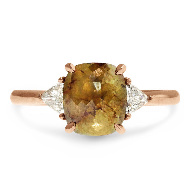 Savannah 1.21ct Rustic Rose Cut Yellow Diamond Engagement Ring