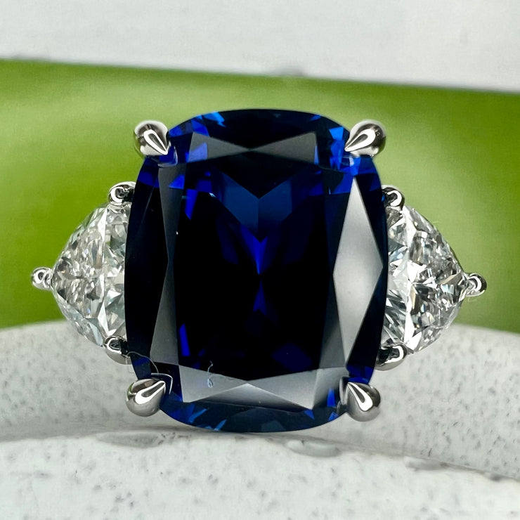 Unique Sapphire 3-Stone Engagement Ring - Large - NAYA 4.97 carat Blue Lab Grown Sapphire Engagement Ring