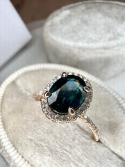 Unique Teal Sapphire Engagement Ring NYC