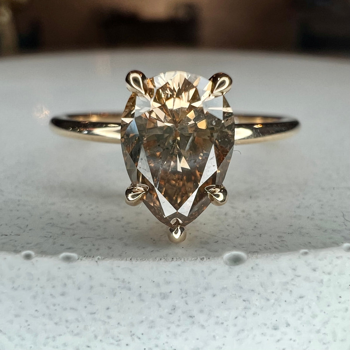 Margot 1.13 Carat Pear-Shaped Natural Champagne Diamond Solitaire Enga –  Unique Engagement Rings NYC