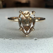 Margot 1.13 Carat Pear-Shaped Natural Champagne Diamond Solitaire Engagement Ring