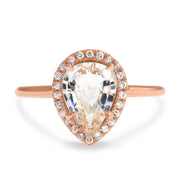 Etta 1.71ct Pale Peach Sapphire Halo Engagement Ring