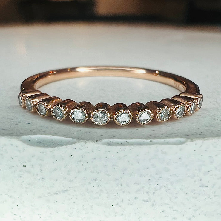 Arden Vintage Inspired Rose Gold and Diamond Wedding Ring