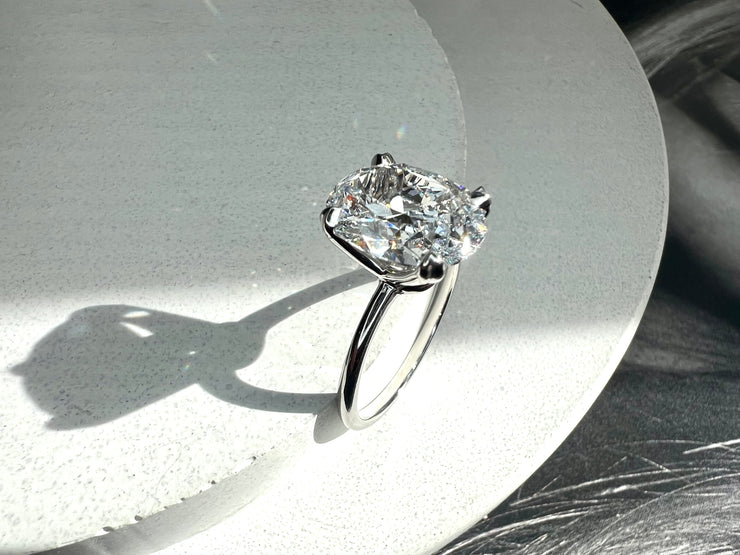 Astrid 3.45 Carat Oval Lab Grown Diamond Unique Solitaire Engagement Ring Side View