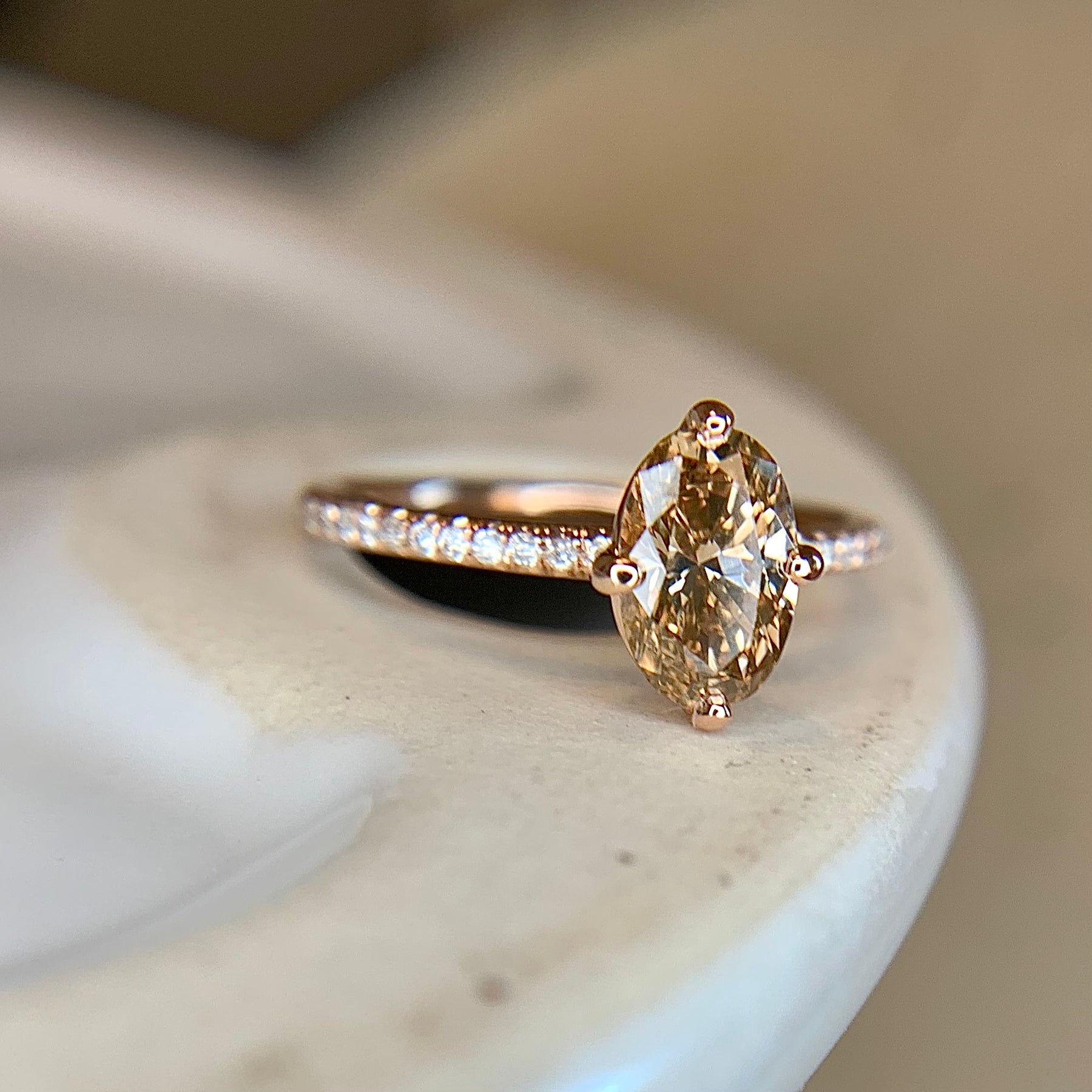 Champagne oval diamond Clearance