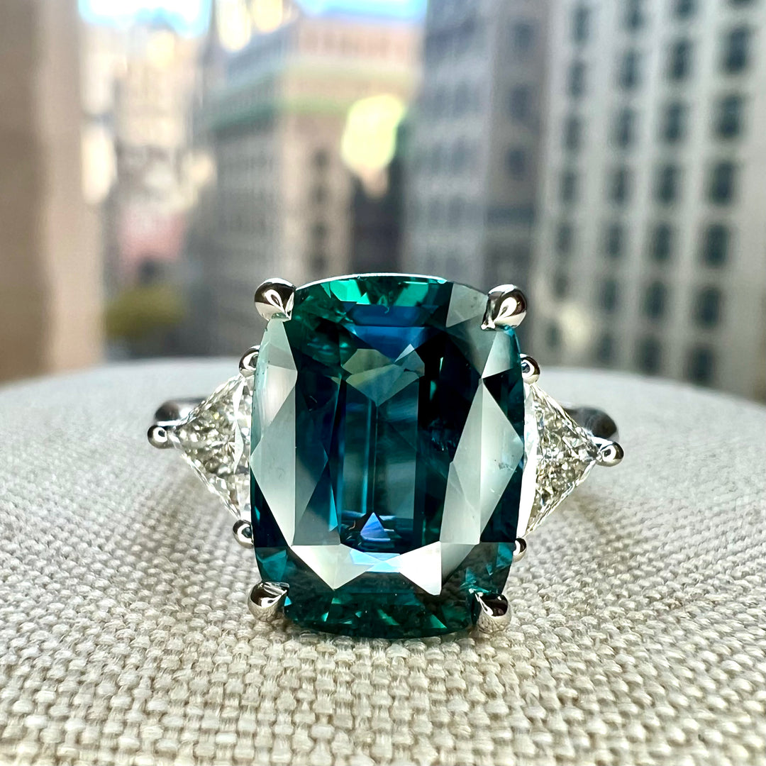 Cosette 5.11 Carat Natural Teal Sapphire Engagement Ring