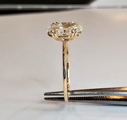 side view of Jessa 2 carat engagement ring by DANA WALDEN BRIDAL.