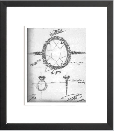 LINZA Engagement Ring Sketch (Framed Print)