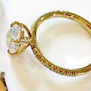 Classic Diamond Solitaire in Yellow Gold with Thin Micro-pavé Band, NYC